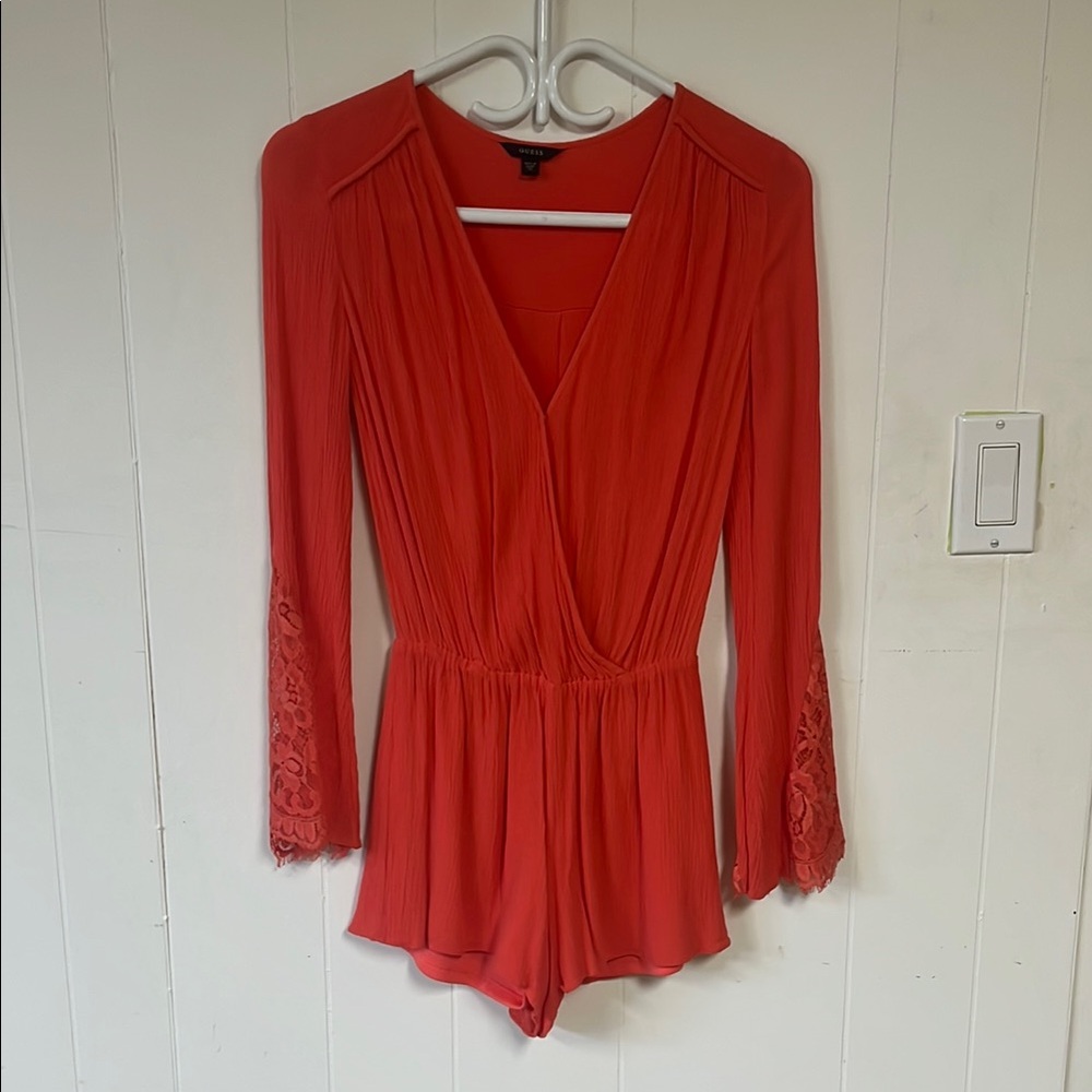 Coral Long Sleeve Romper